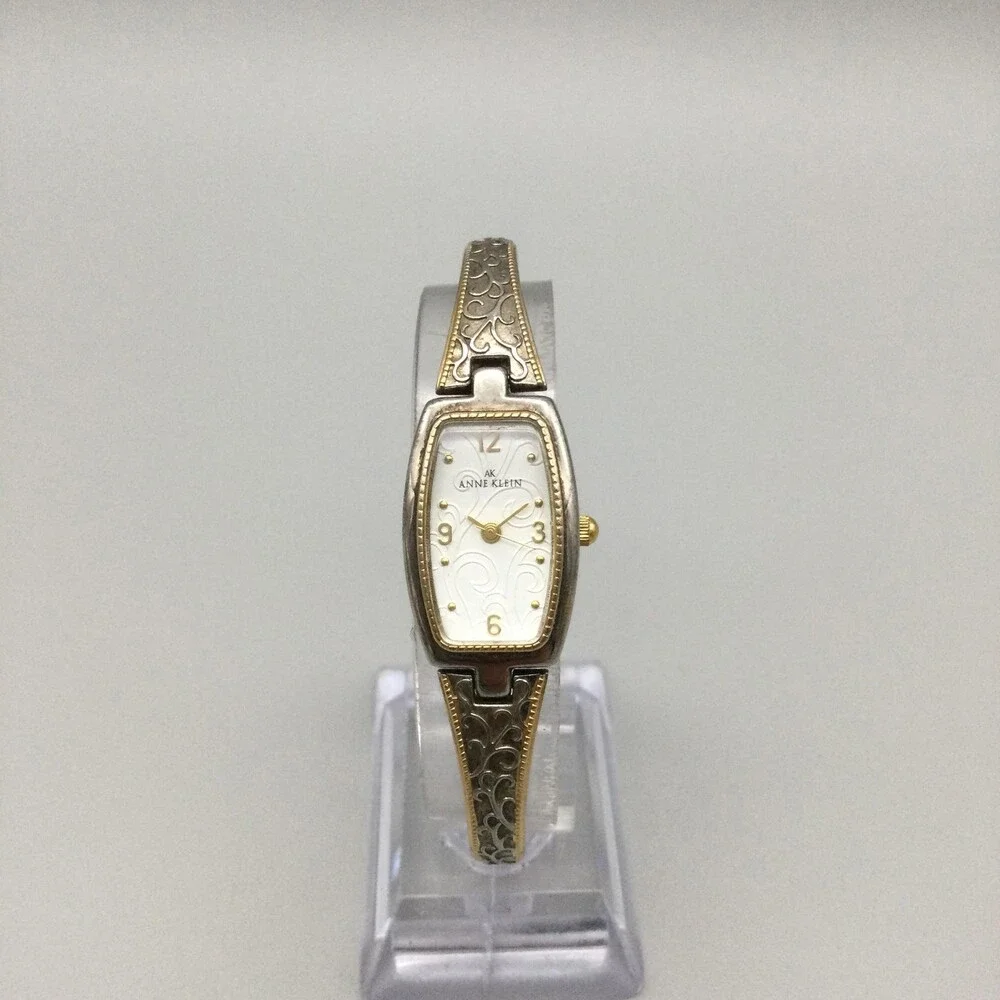 Anne Klein Womens Watch 17mm White Dial Two Tone Bangle New Battery 6.75
